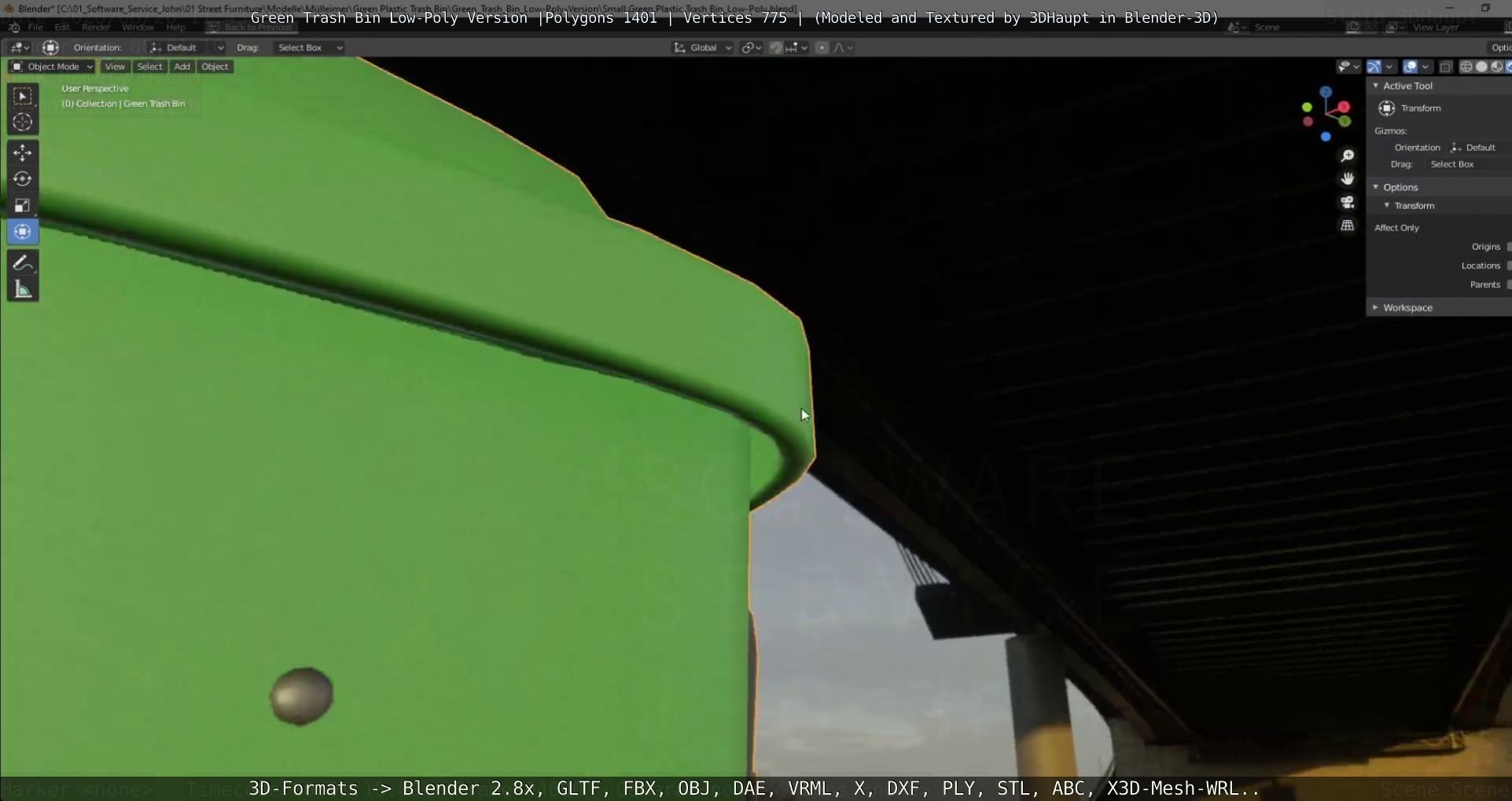 Low-Poly Green Trash Bin Low-poly 3D model_51