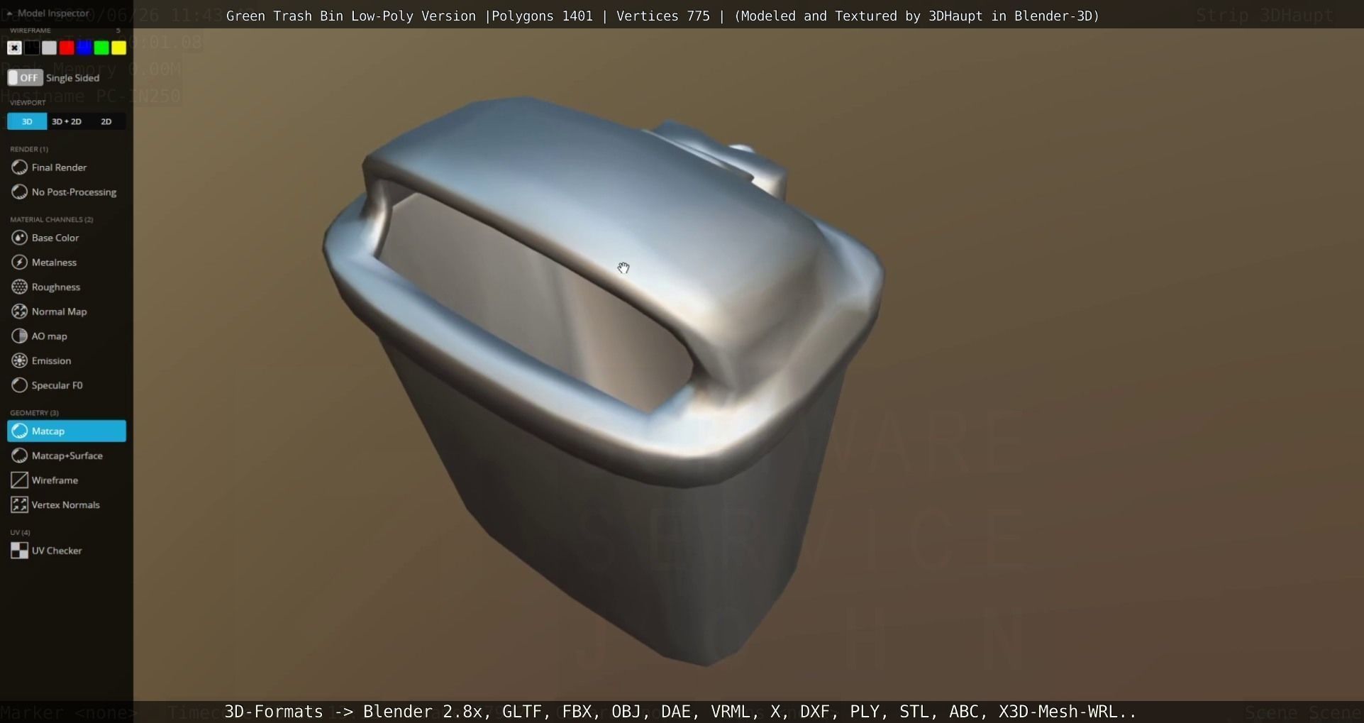 Low-Poly Green Trash Bin Low-poly 3D model_59