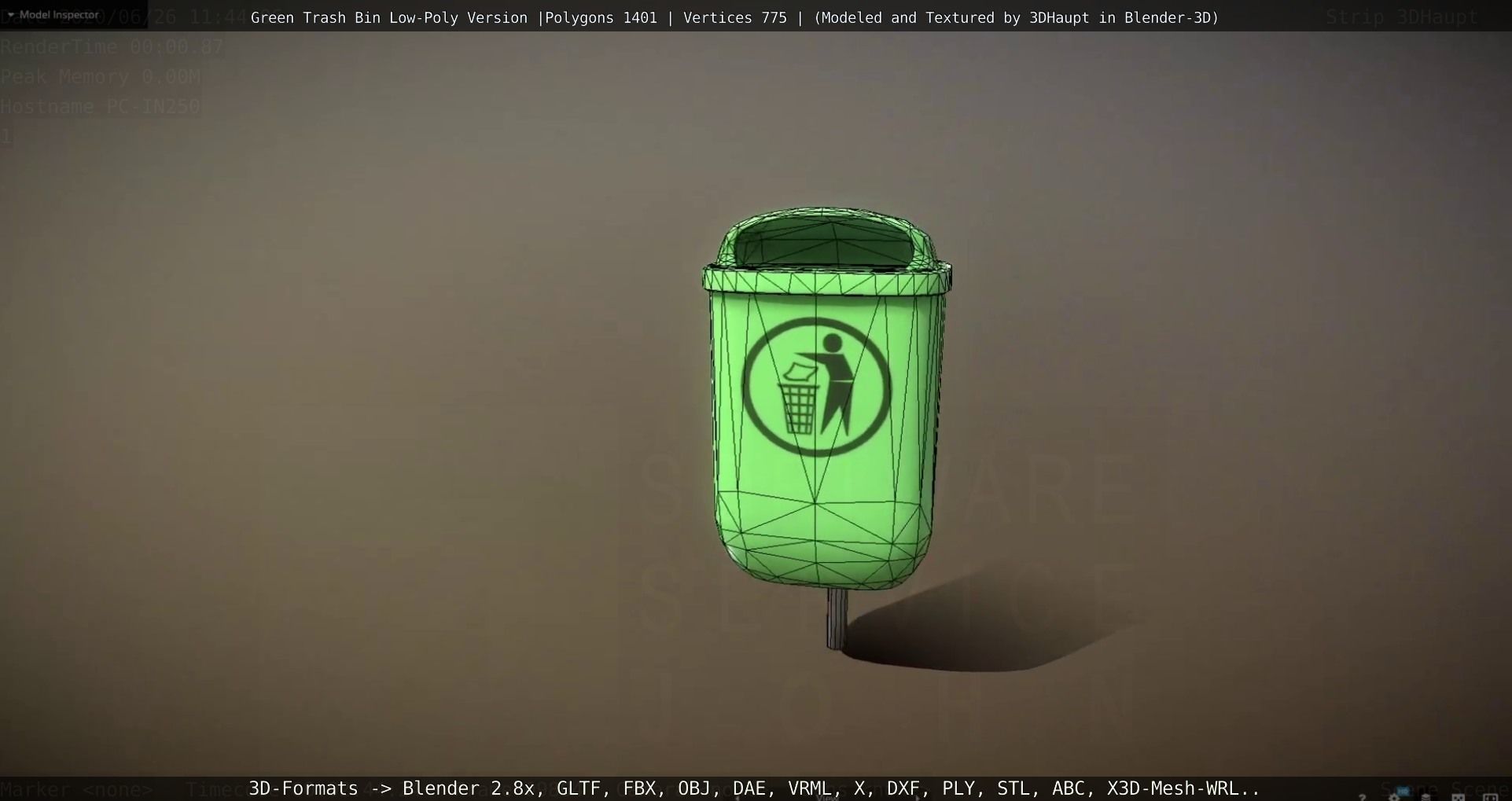 Low-Poly Green Trash Bin Low-poly 3D model_78