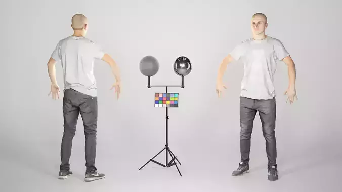 Young man in casual wear ready for rigging 153 Low-poly 3D model