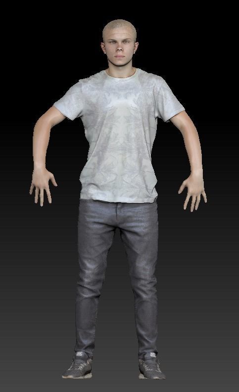 Young man in casual wear ready for rigging 153 Low-poly 3D model_6
