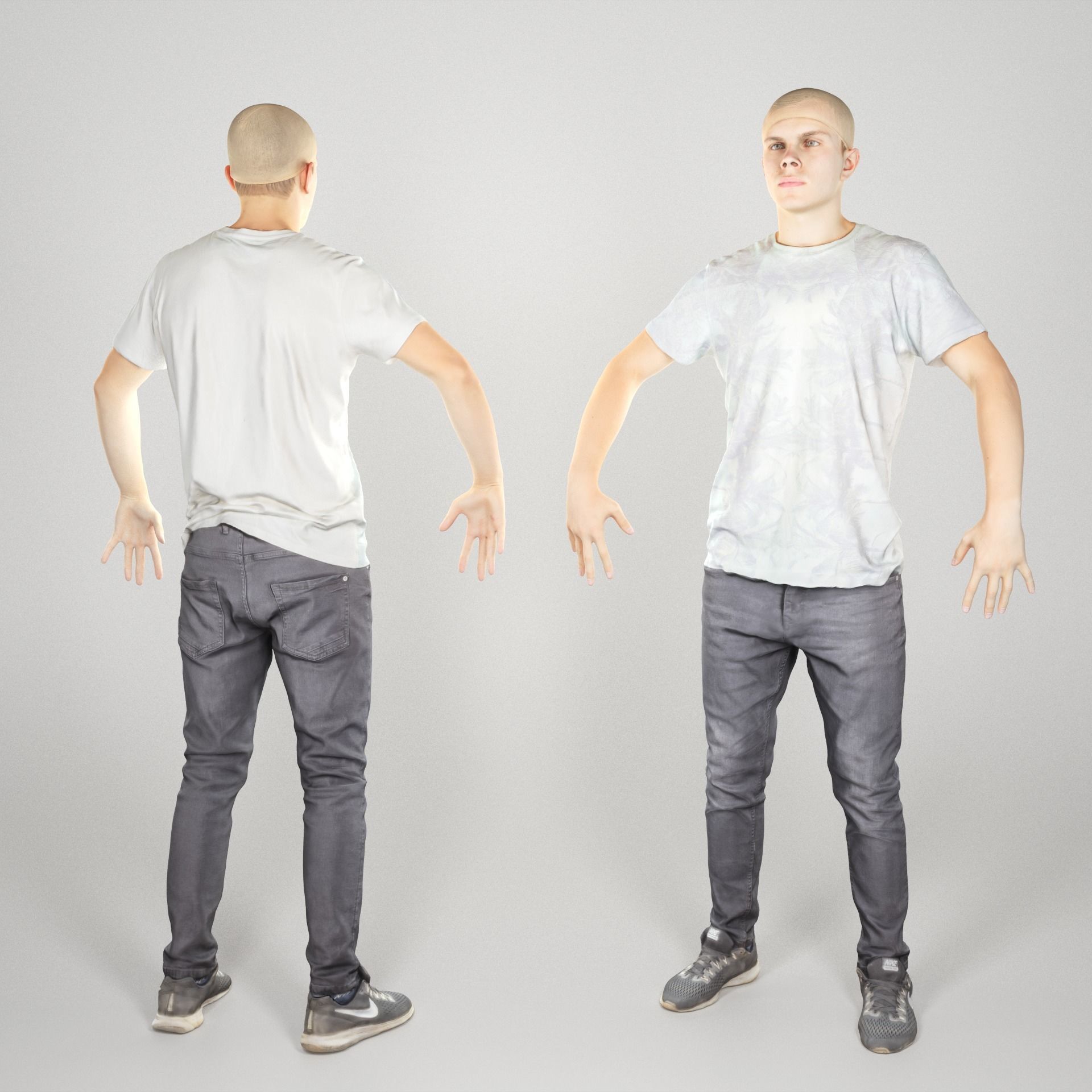 Young man in casual wear ready for rigging 153 Low-poly 3D model_1