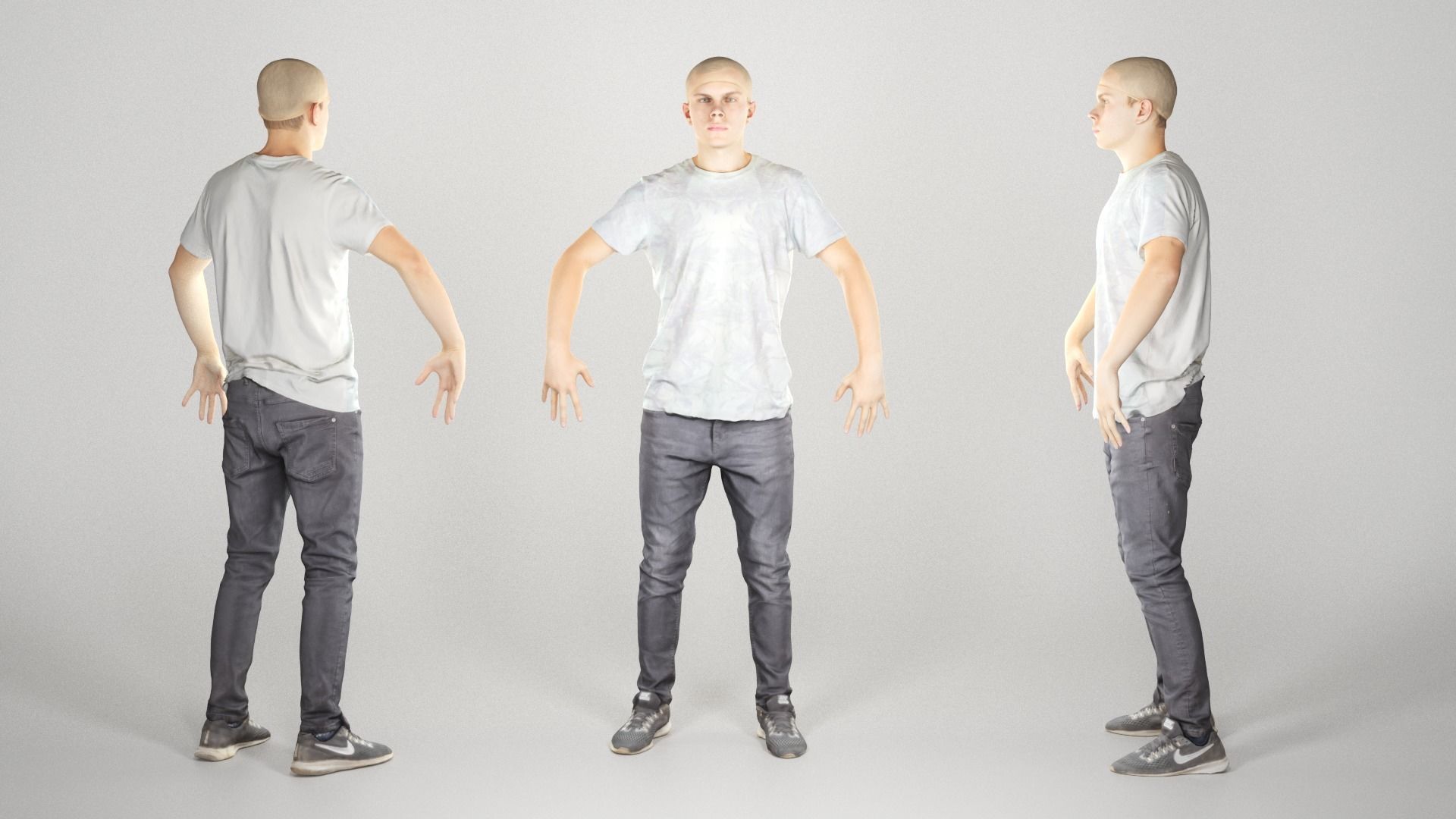 Young man in casual wear ready for rigging 153 Low-poly 3D model_2