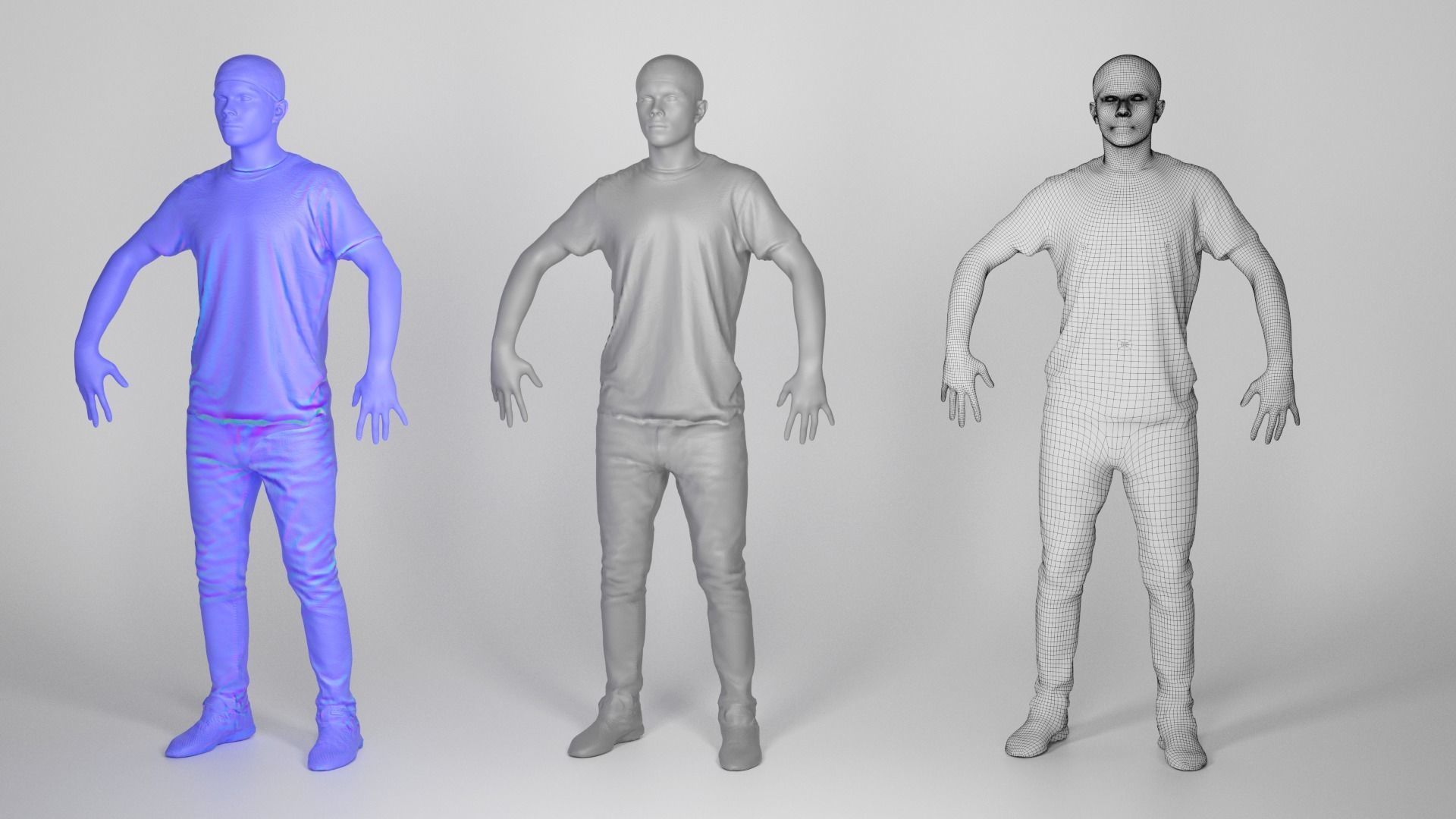 Young man in casual wear ready for rigging 153 Low-poly 3D model_3