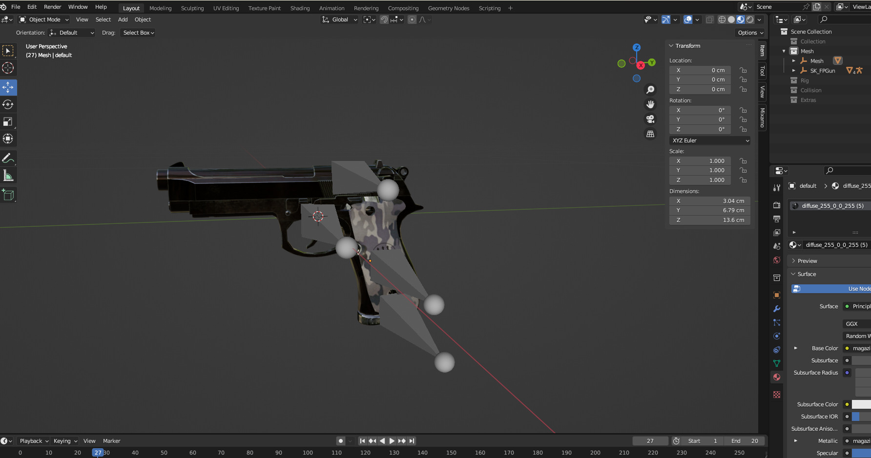 EB - Gun Beretta Low-poly 3D model_9