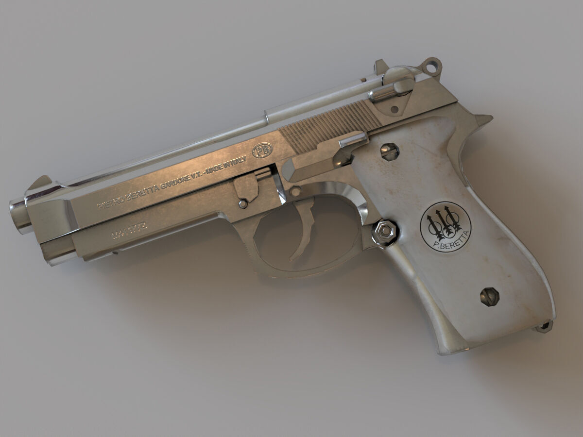 EB - Gun Beretta Low-poly 3D model_4