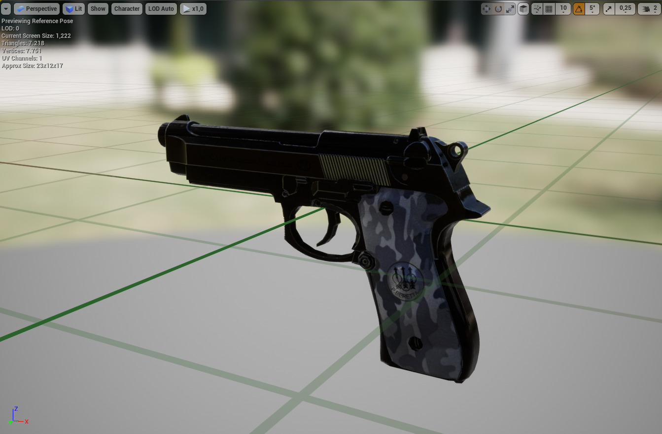 EB - Gun Beretta Low-poly 3D model_5