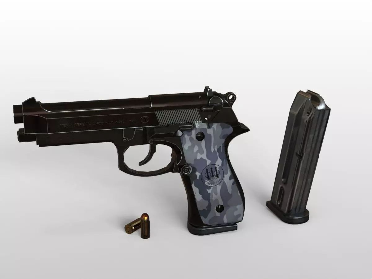 EB - Gun Beretta Low-poly 3D model_0
