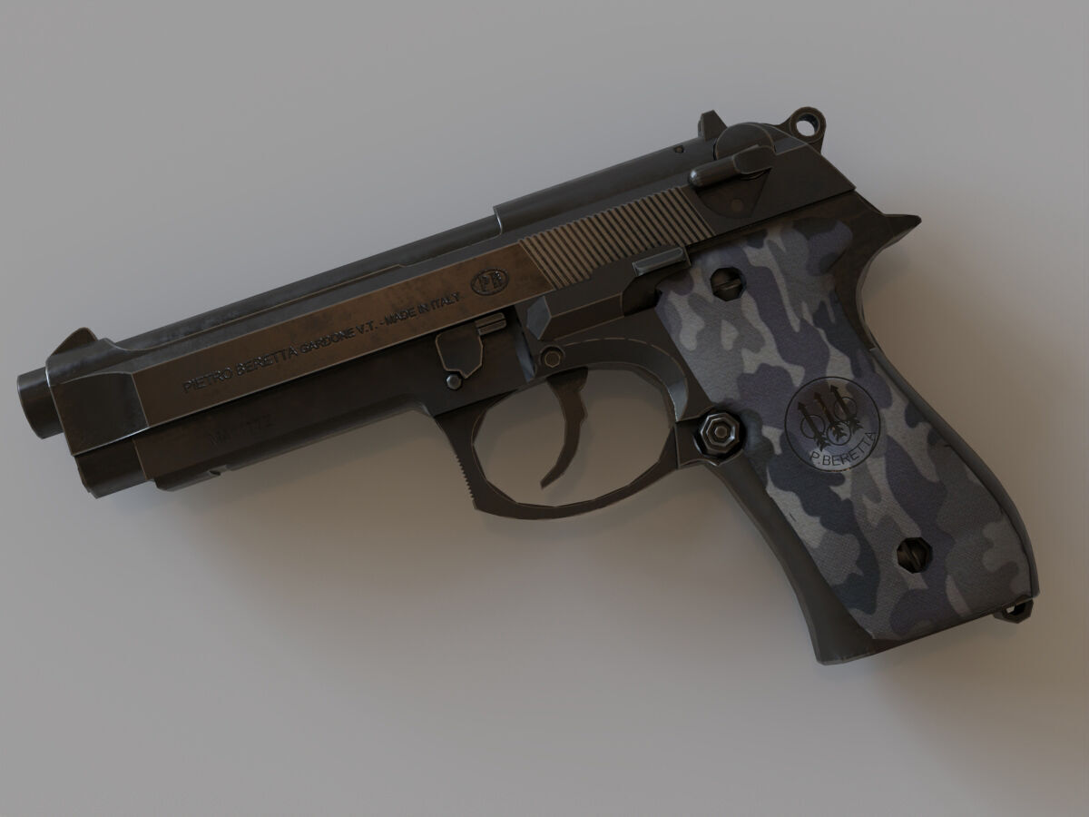 EB - Gun Beretta Low-poly 3D model_2