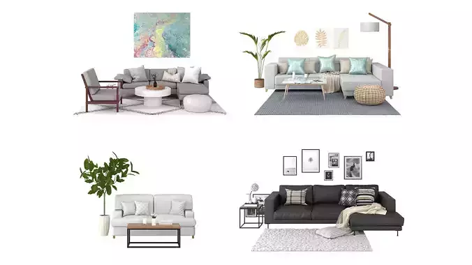 Living Room Pack A-D 3D Model Collection