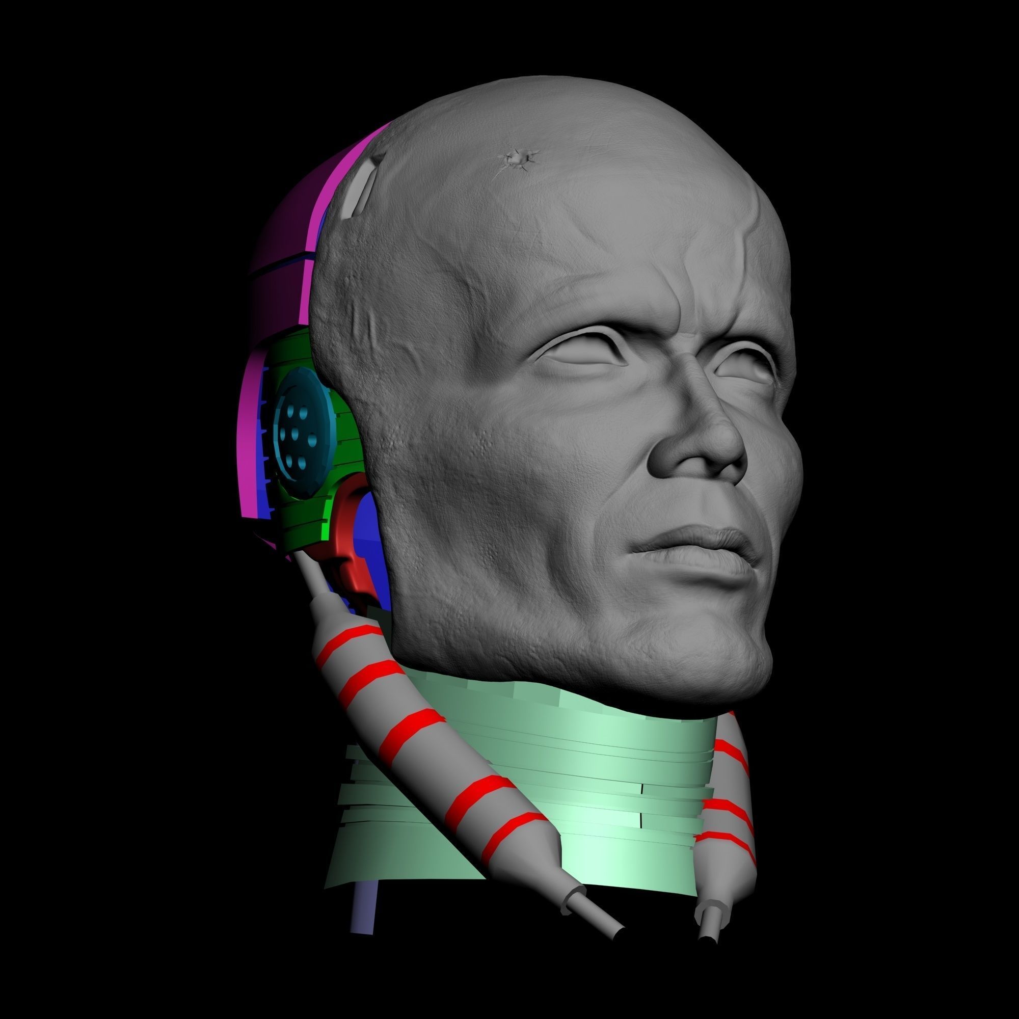 Robocop Head for 3D Print 3D print model_21