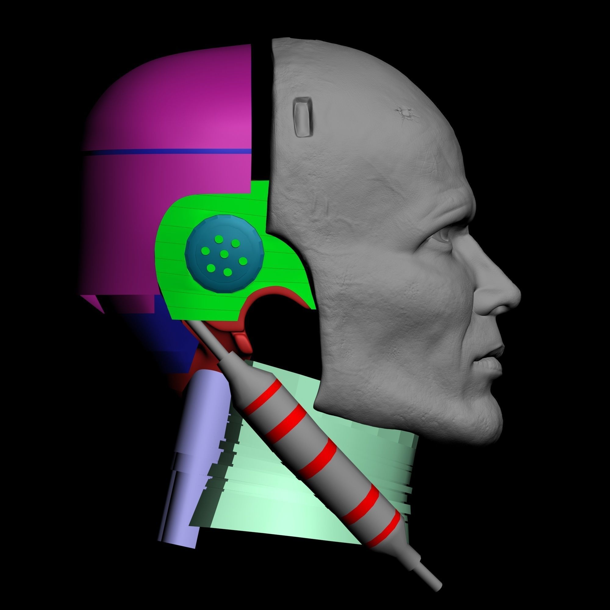 Robocop Head for 3D Print 3D print model_19