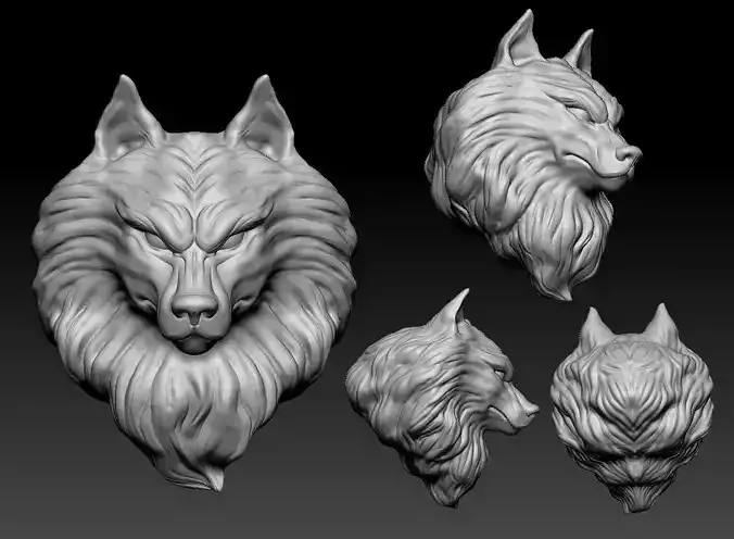 head Wolf Pendant 3D print model