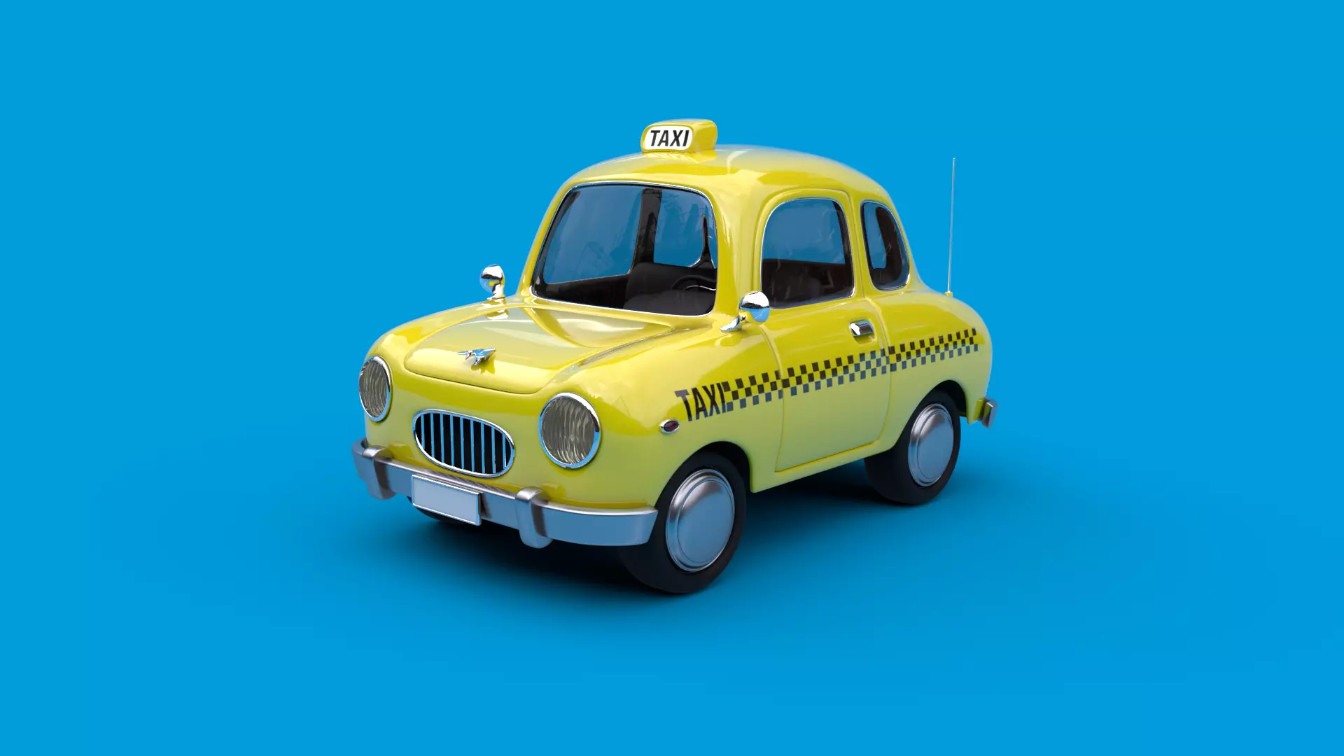 Cartoon Taxi Car Rig 3D model