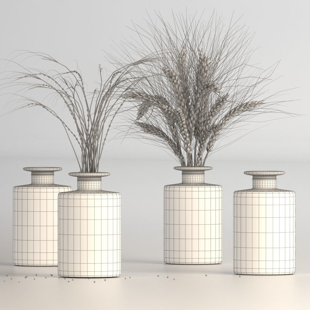 Blossom and Blooms Apothecary Jar with dried flower 3D model_4