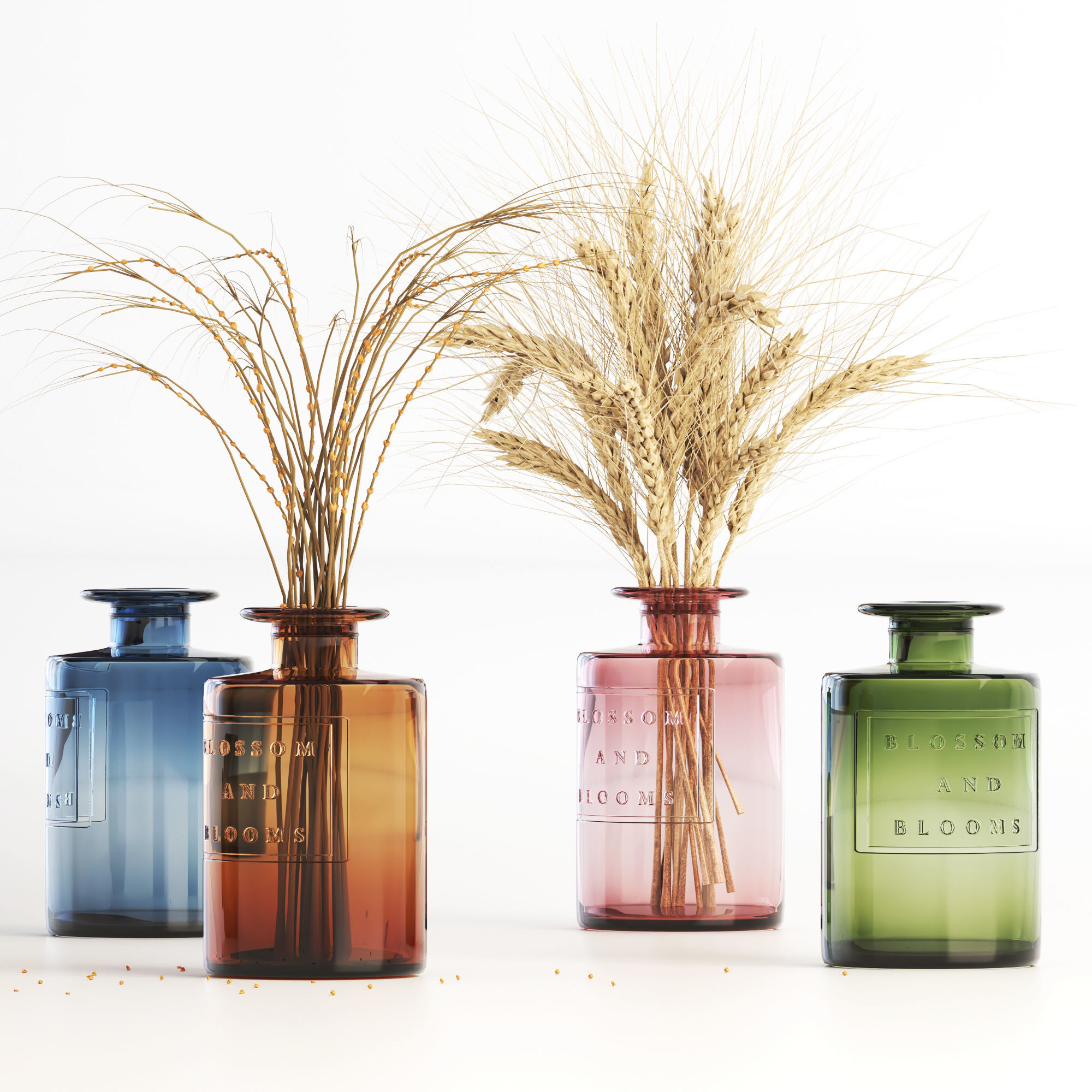 Blossom and Blooms Apothecary Jar with dried flower 3D model_2