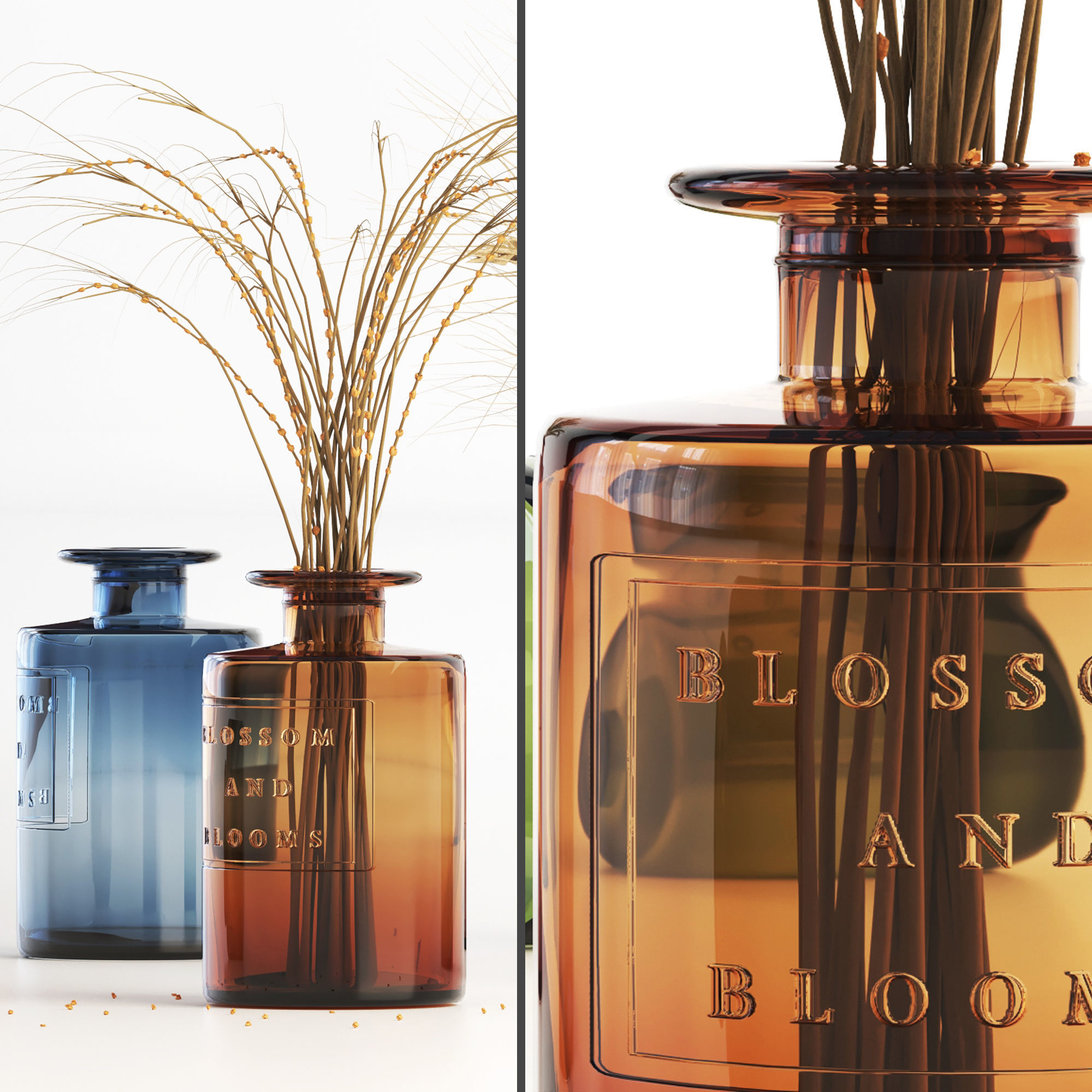 Blossom and Blooms Apothecary Jar with dried flower 3D model_5