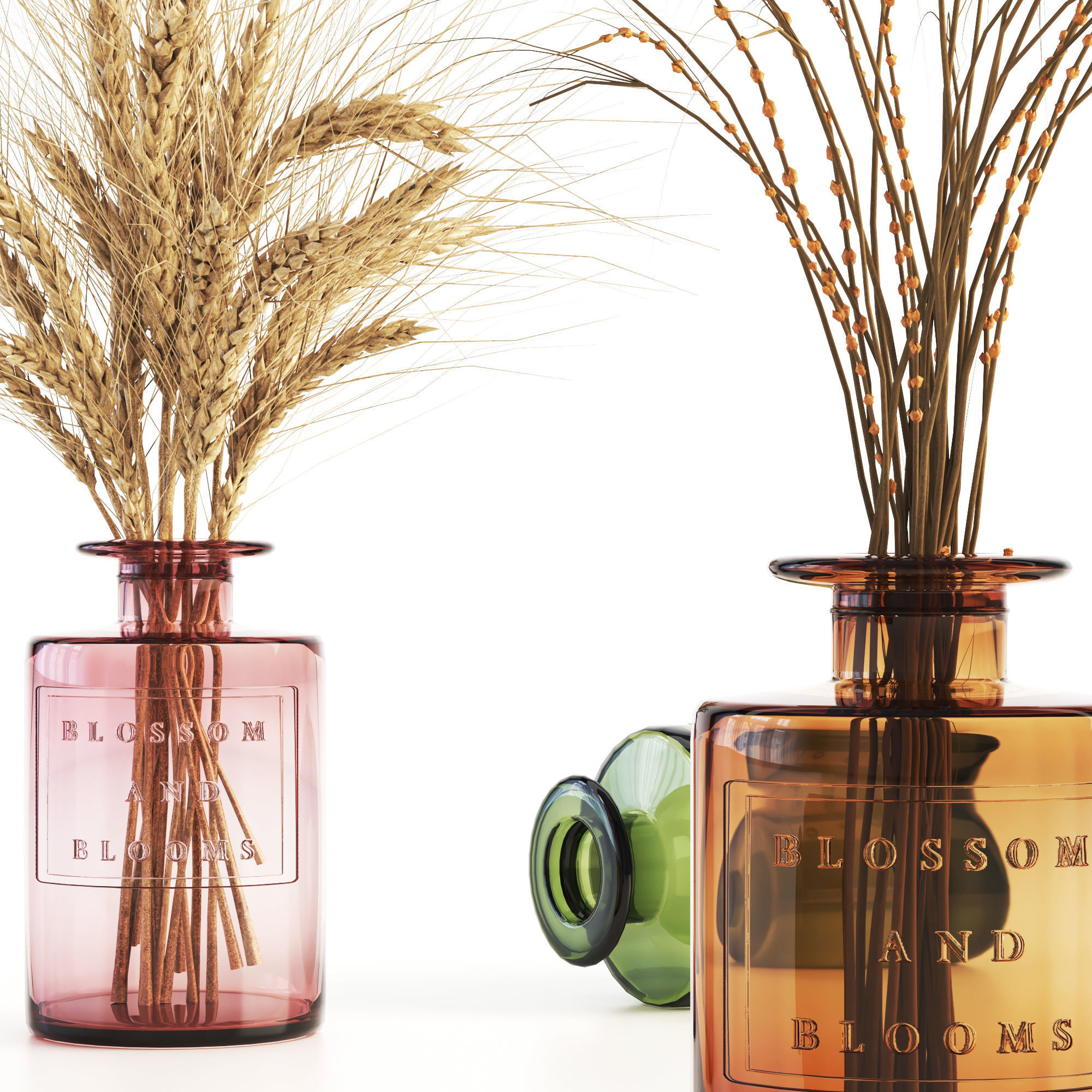 Blossom and Blooms Apothecary Jar with dried flower 3D model_3