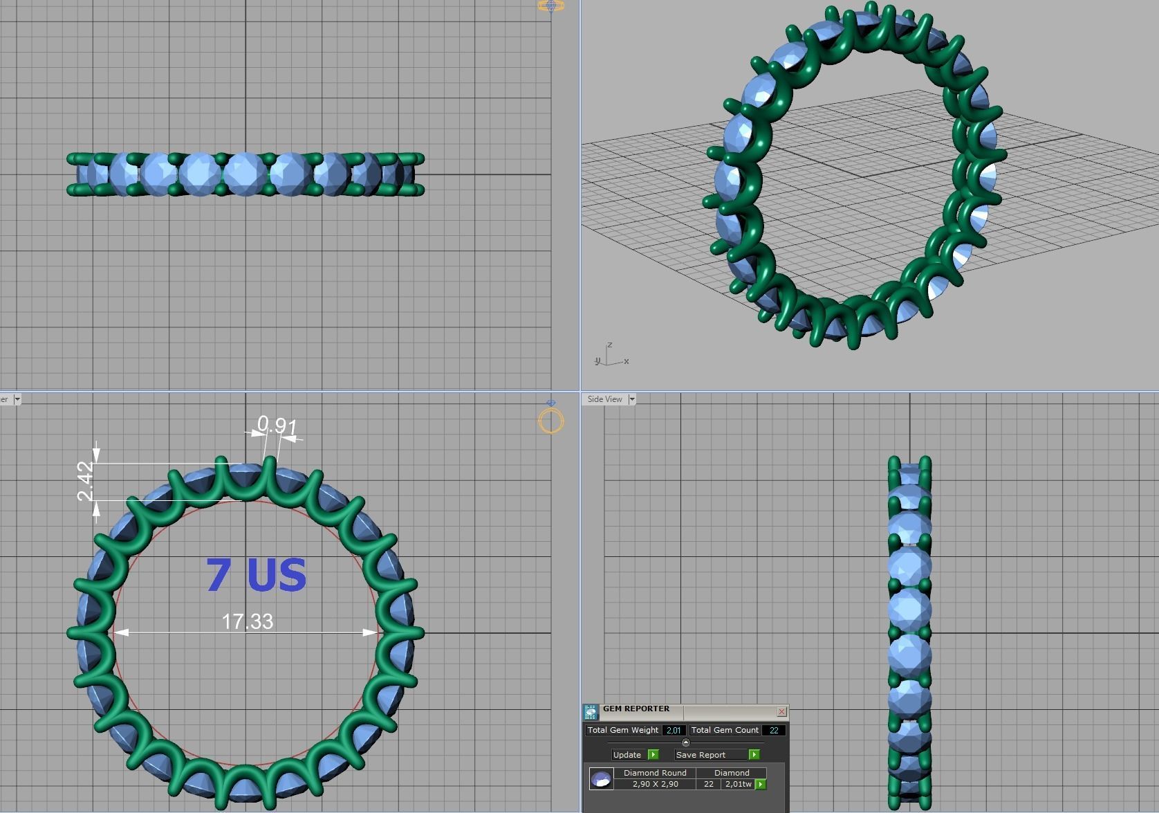 Eternity  Diamond Ring 3d model many sizes  3D print model_9
