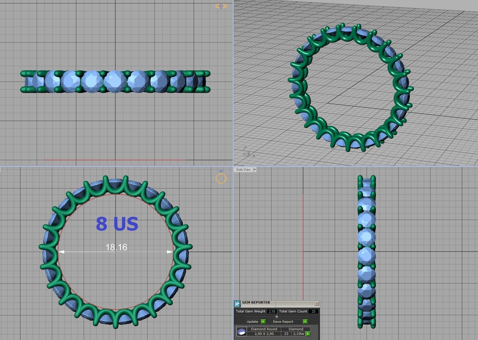 Eternity  Diamond Ring 3d model many sizes  3D print model_10