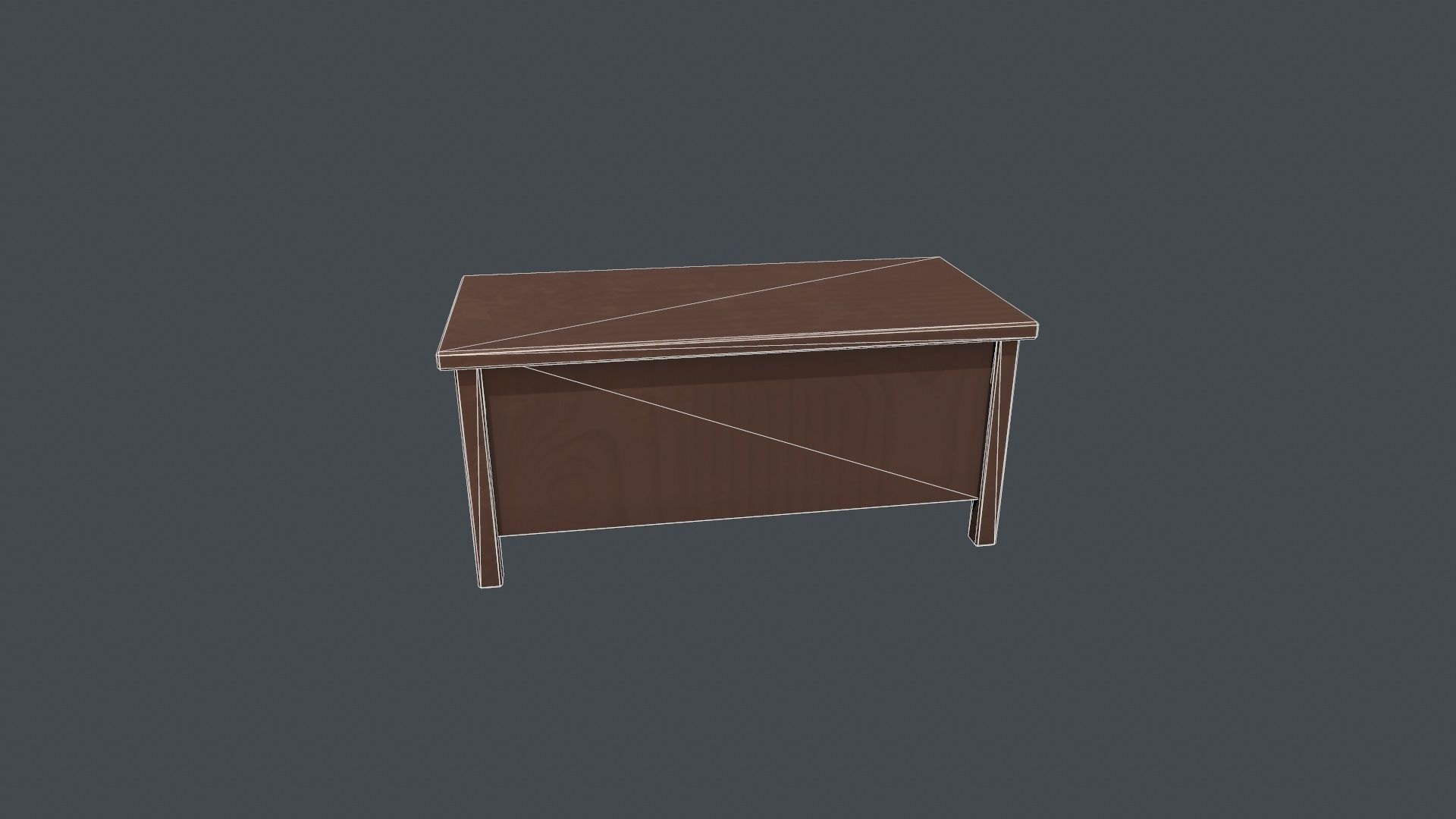 Wooden Office Desk Low-poly 3D model_16