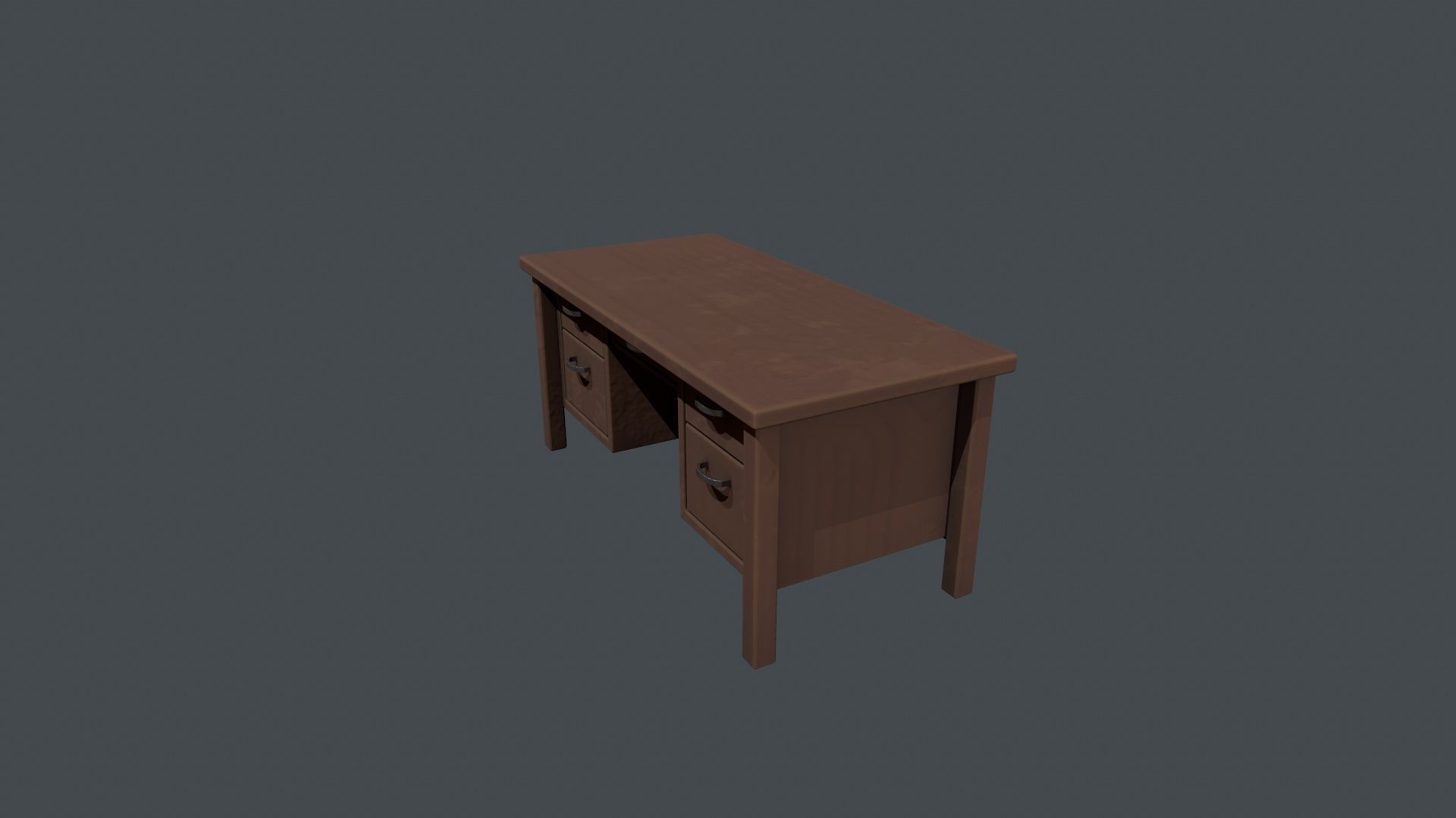 Wooden Office Desk Low-poly 3D model_3