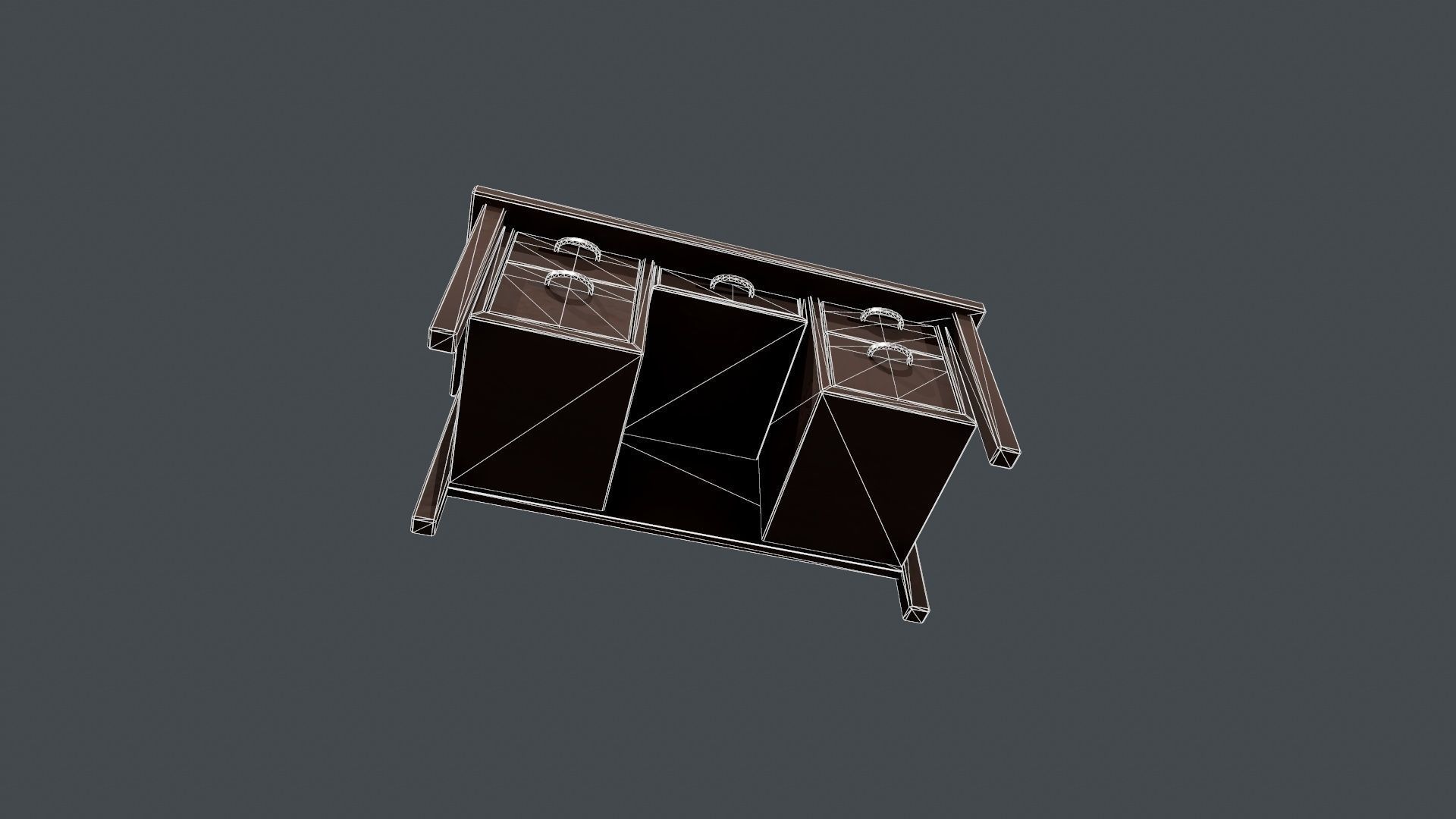 Wooden Office Desk Low-poly 3D model_22