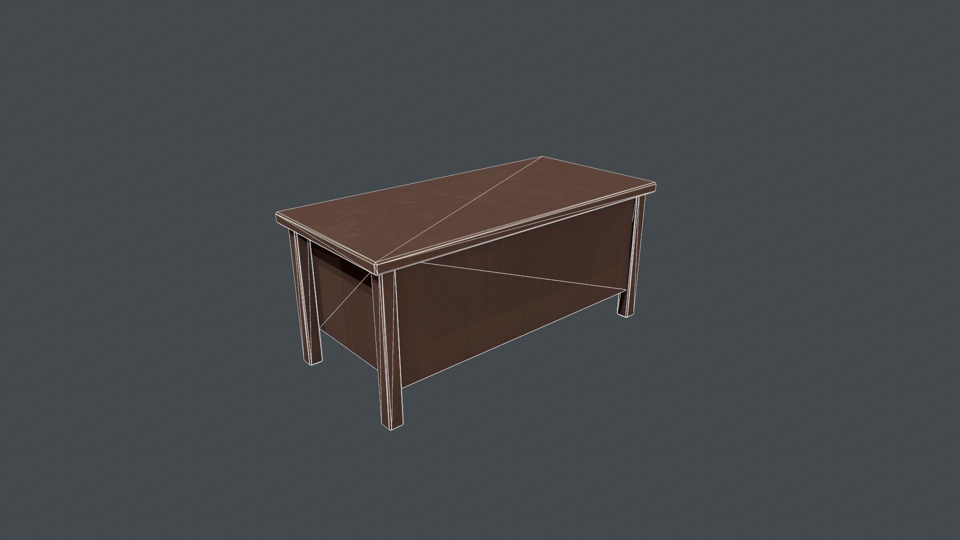Wooden Office Desk Low-poly 3D model_15
