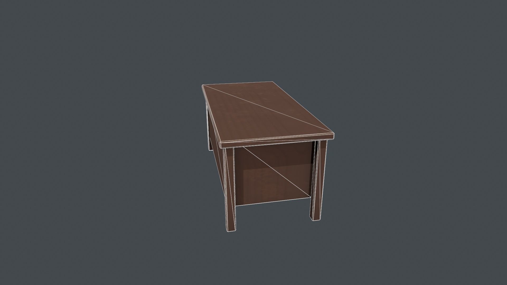 Wooden Office Desk Low-poly 3D model_18
