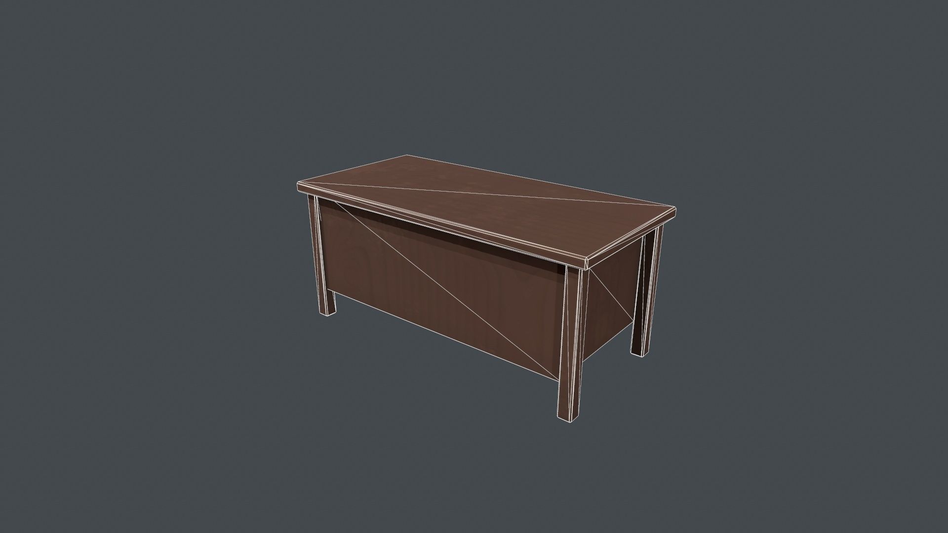 Wooden Office Desk Low-poly 3D model_17