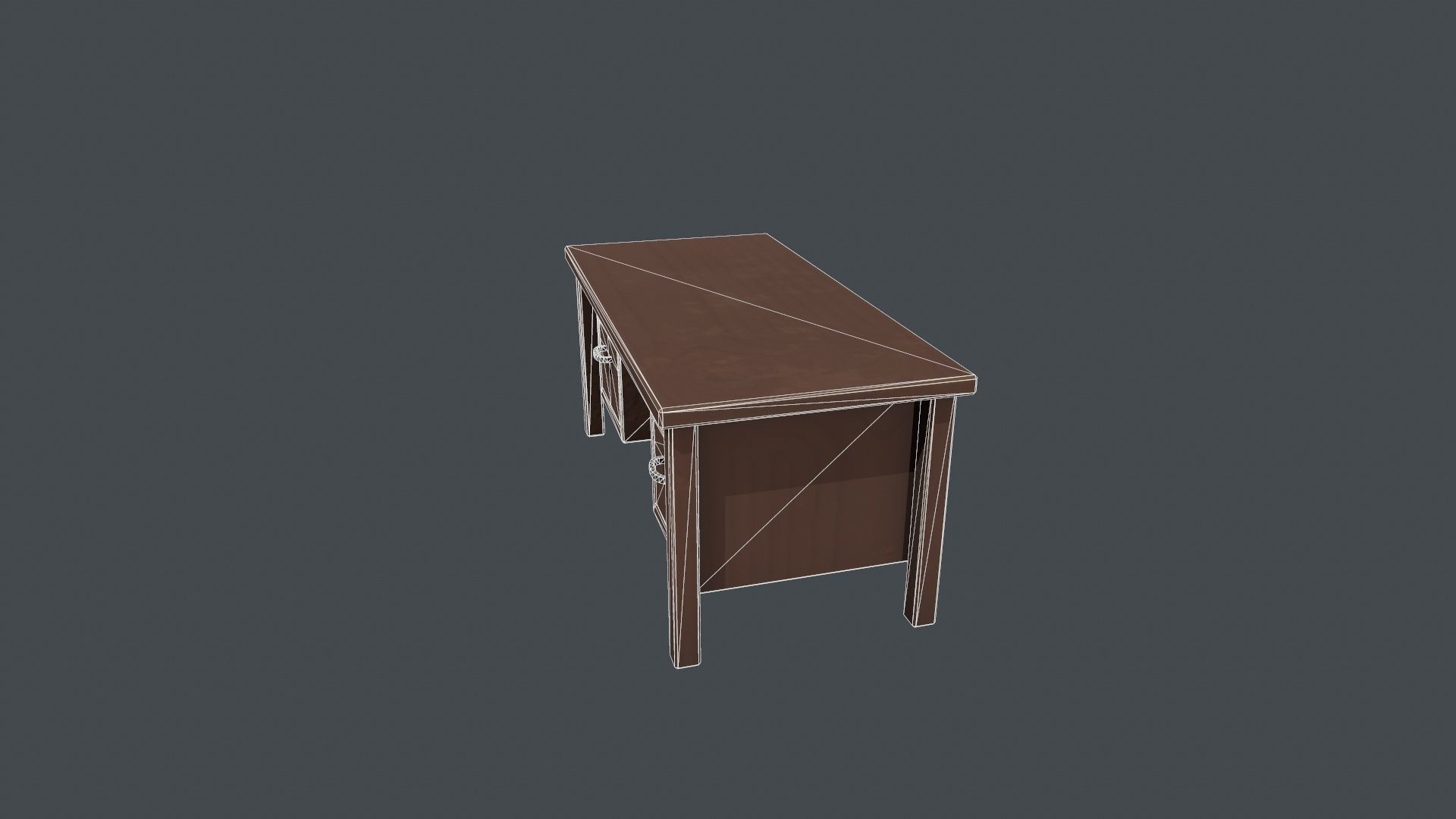 Wooden Office Desk Low-poly 3D model_13