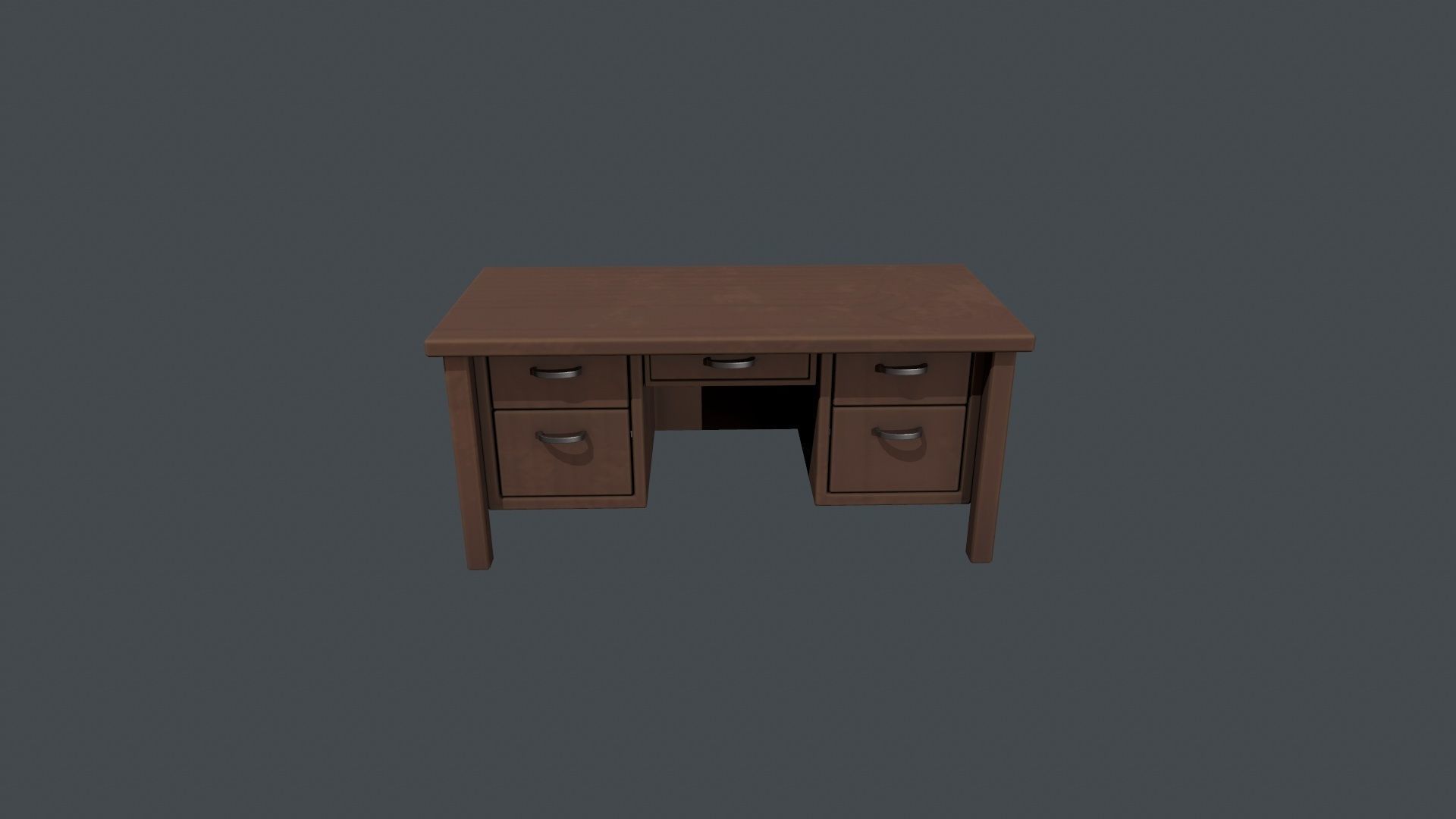 Wooden Office Desk Low-poly 3D model_1