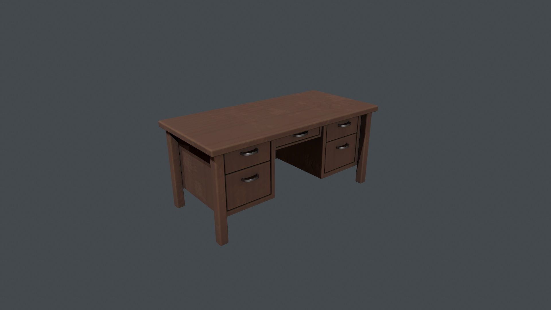 Wooden Office Desk Low-poly 3D model_9