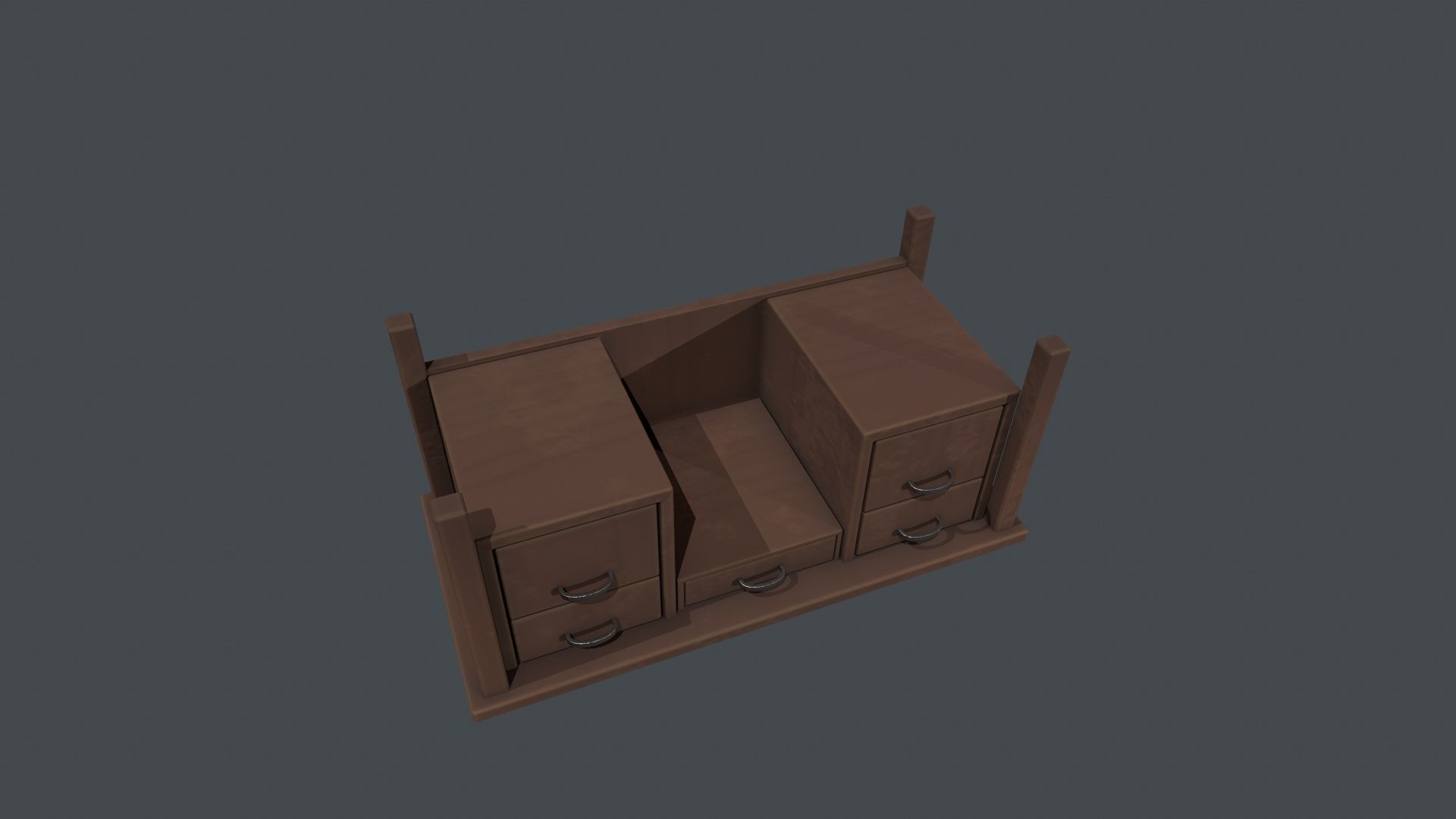 Wooden Office Desk Low-poly 3D model_23