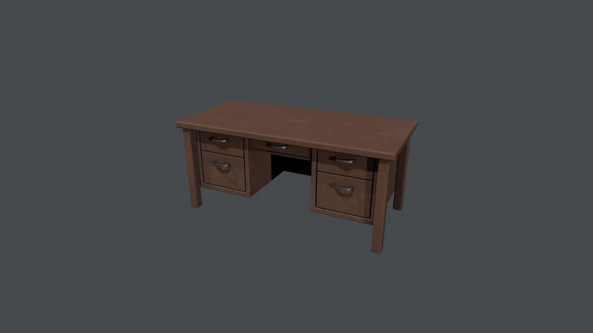 Wooden Office Desk Low-poly 3D model_2