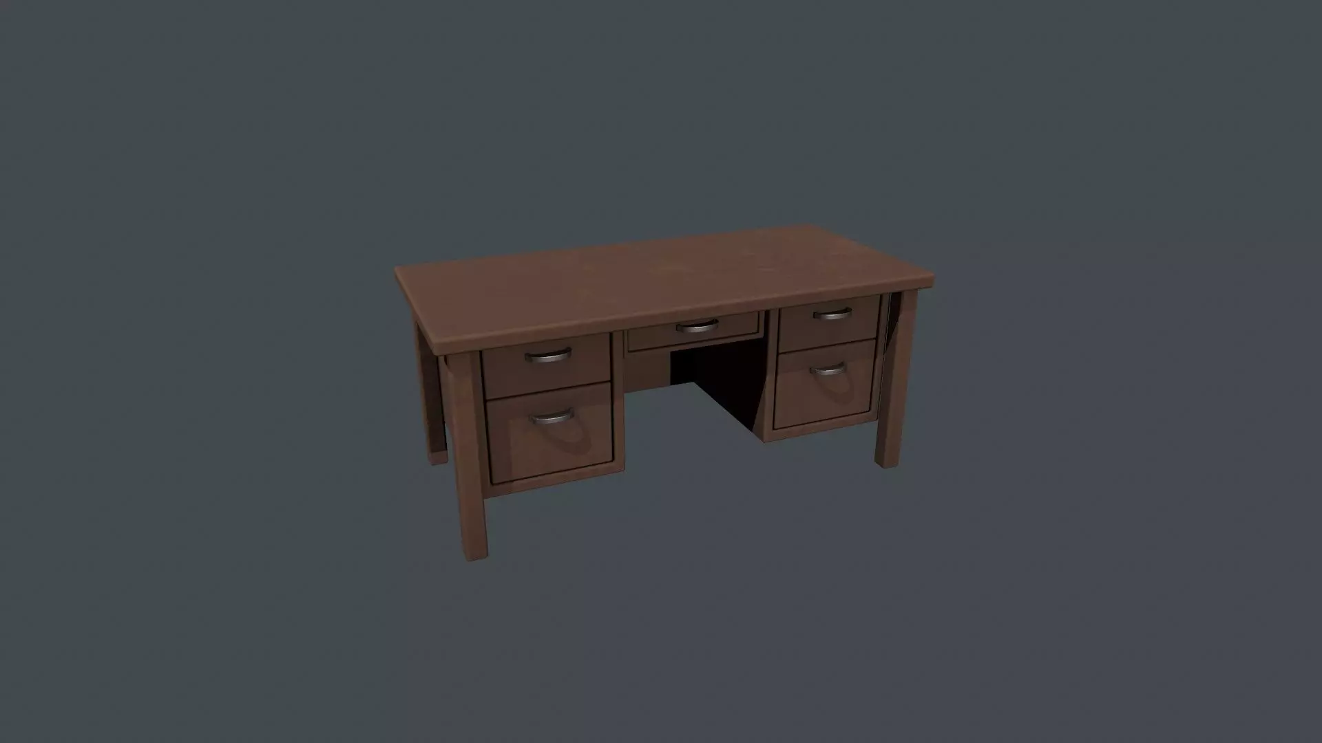Wooden Office Desk Low-poly 3D model_0