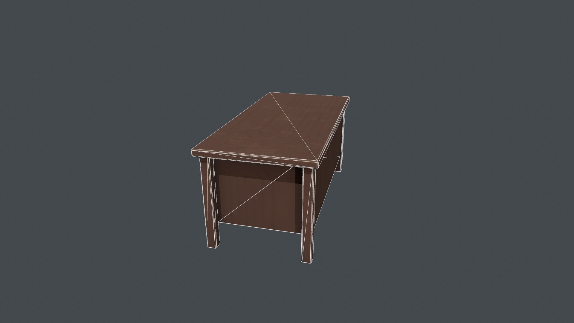 Wooden Office Desk Low-poly 3D model_14