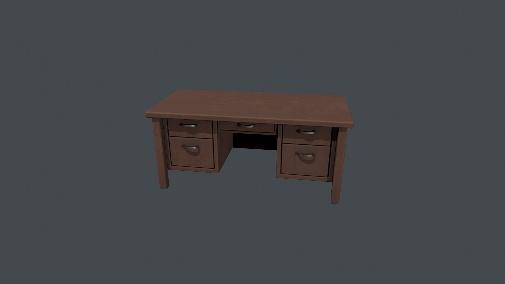 Wooden Office Desk Low-poly 3D model_10