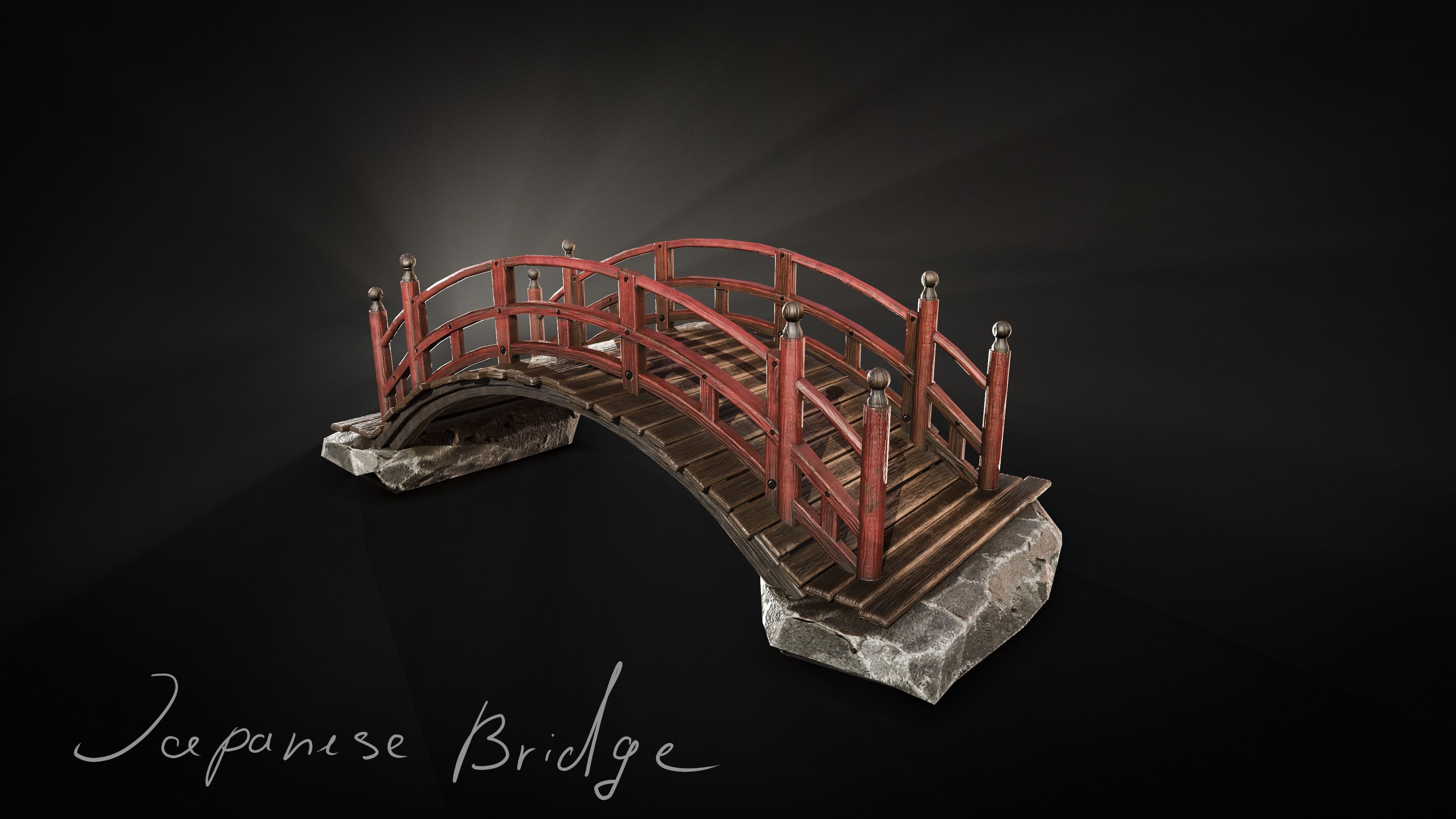 3D model Old Japanese Bridge LOW Poly VR / AR / low-poly | CGTrader