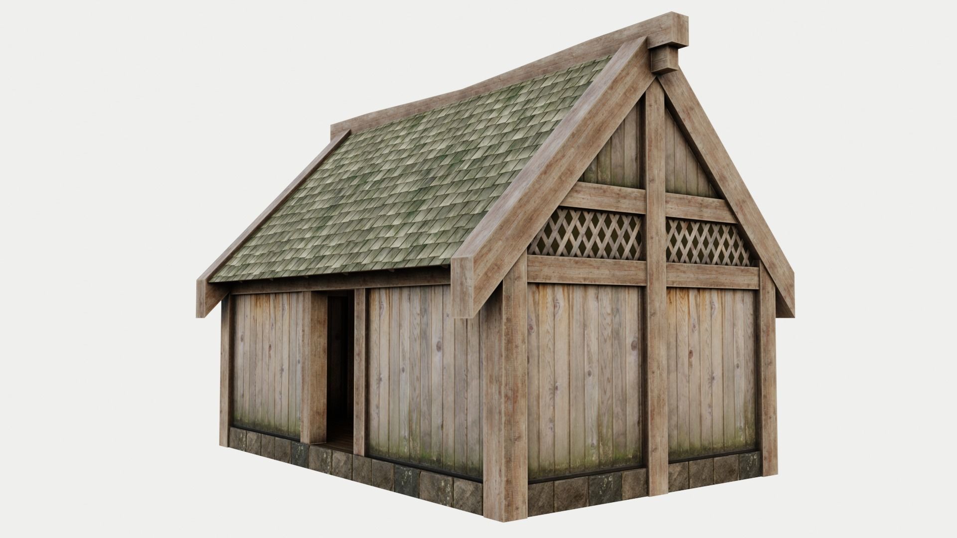 Medieval House Low-poly 3D model_4