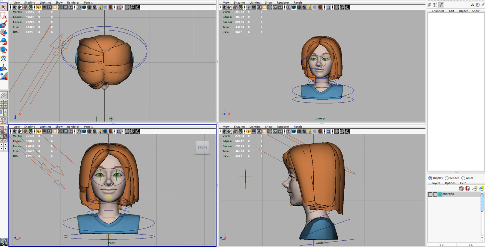 Toon Girl with Morphs 3D model_13