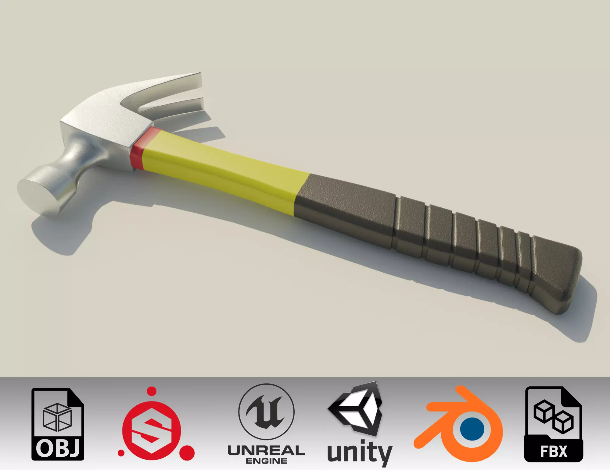 Carpentry hammer tool vol2 Low-poly 3D model_0