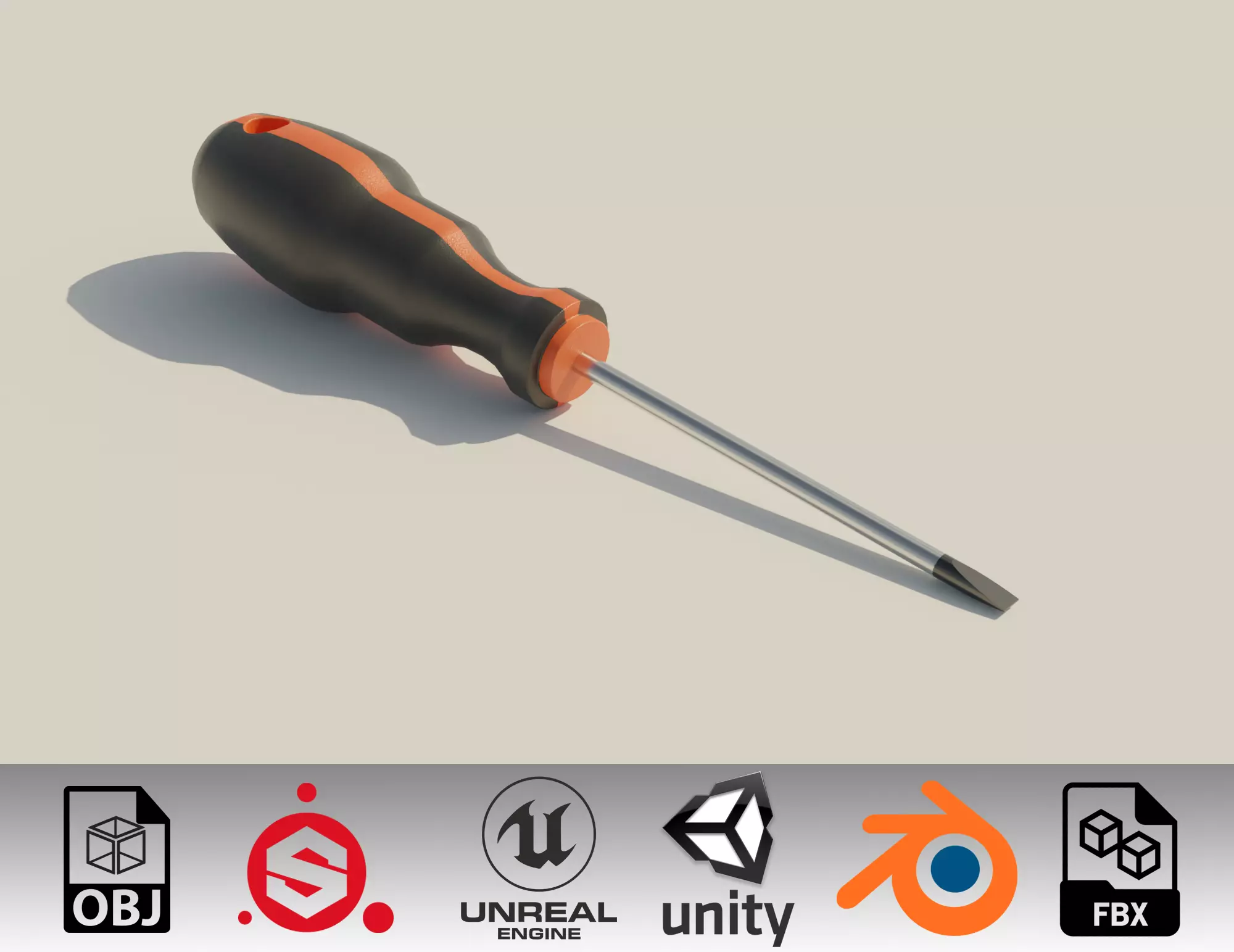 Screwdriver tool Low-poly 3D model_0
