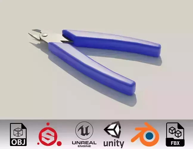 Wire cutters tool Low-poly 3D model