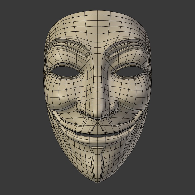 Anonymous Mask Low-poly 3D model_2