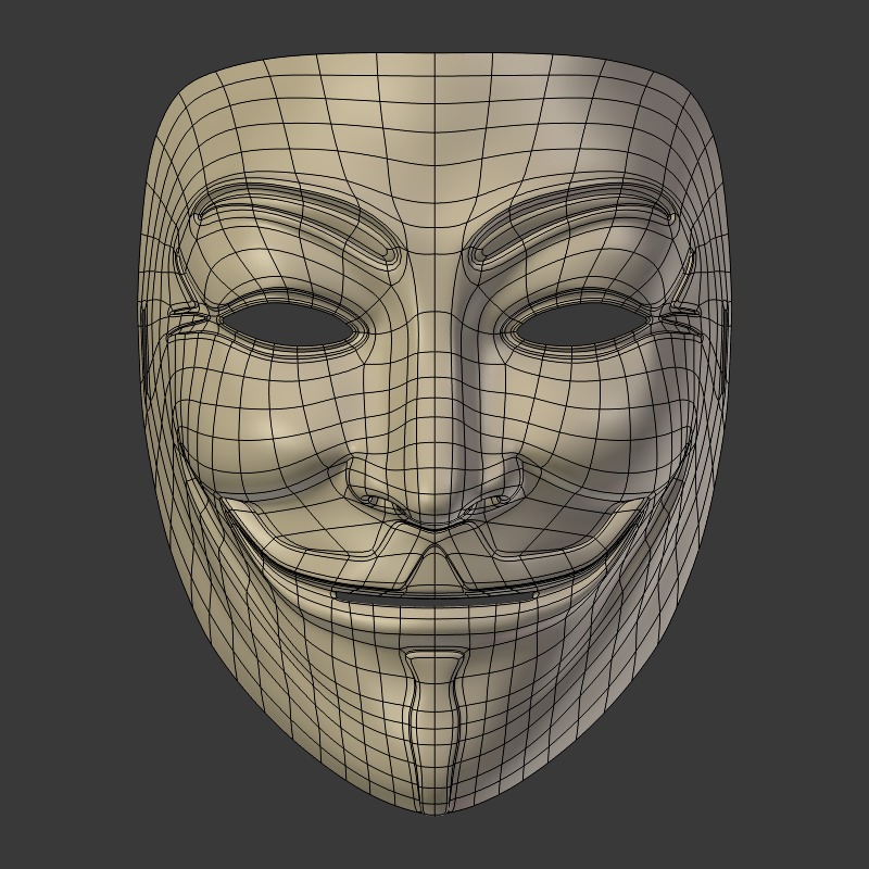 Anonymous Mask Low-poly 3D model_3