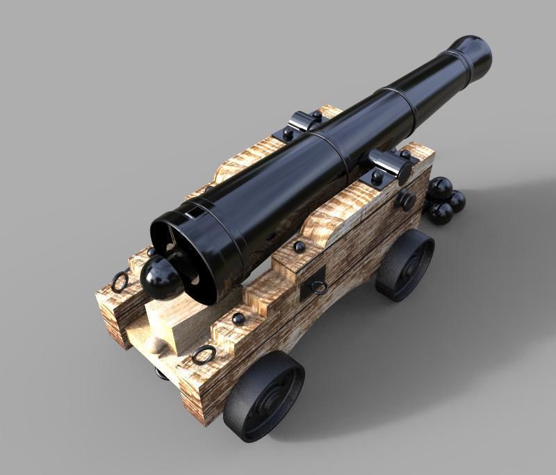 Naval Cannon 3D model_6