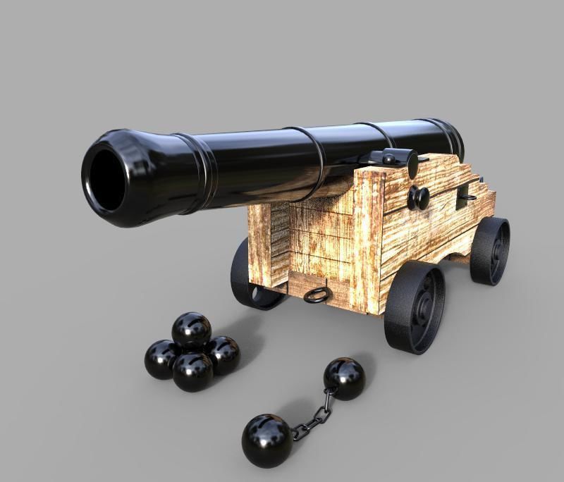 Naval Cannon 3D model_5