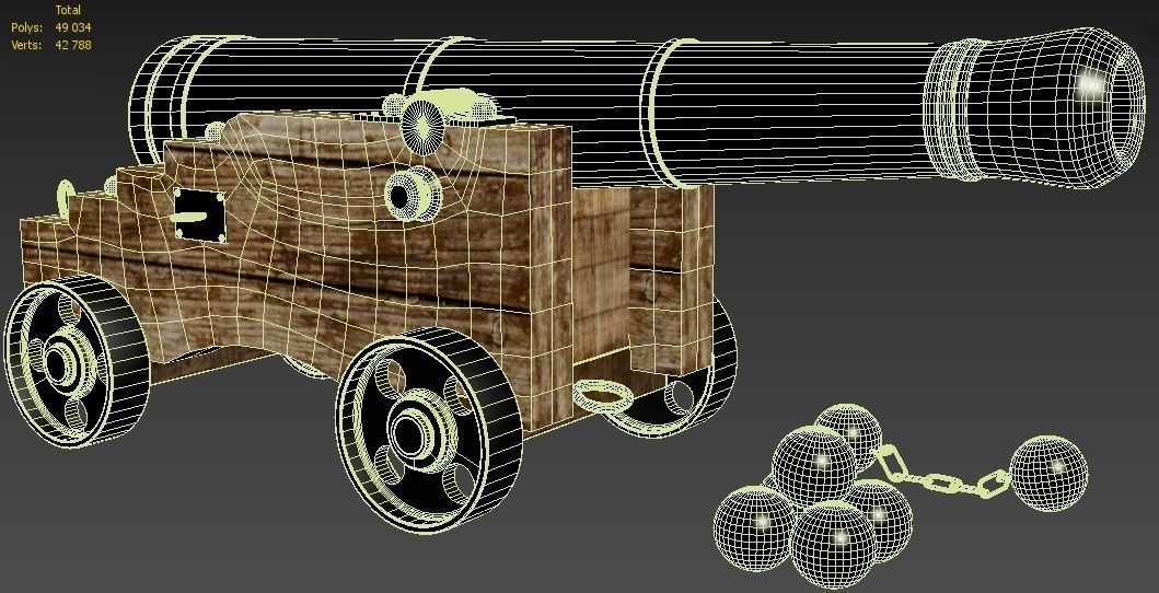 Naval Cannon 3D model_7