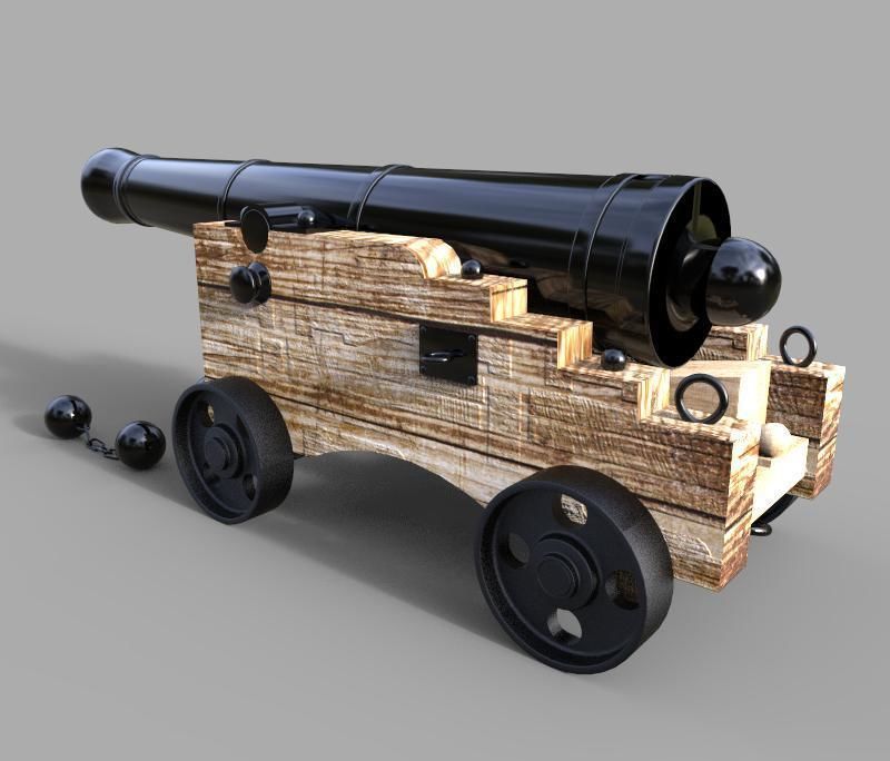Naval Cannon 3D model_3